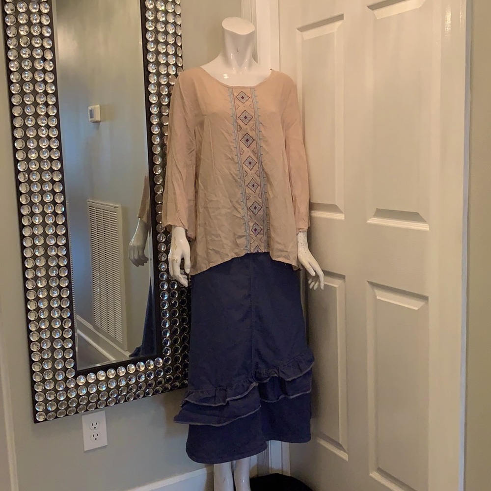 Kori Embroidered Boho Vintage style Top